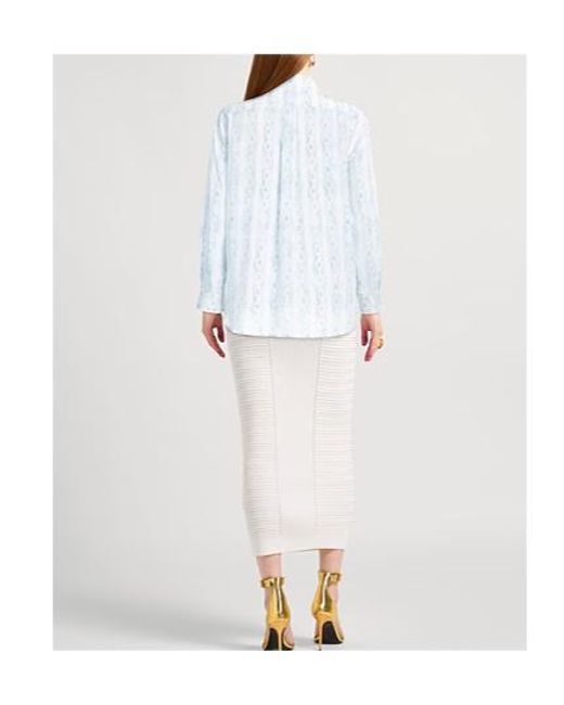 Burberry White Printed Silk Button-Down Shirt