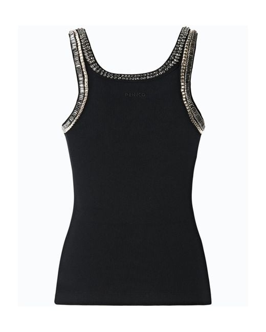 Pinko Black Top With Bejewelled Embellishment