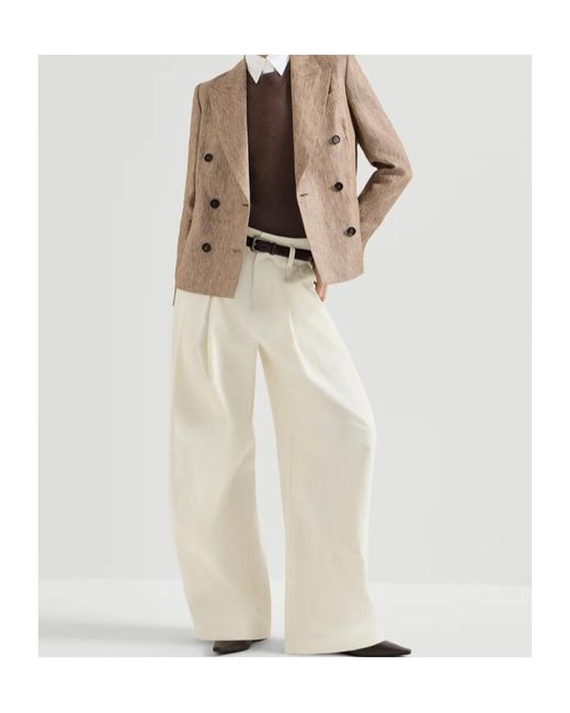 Brunello Cucinelli Brown Cashmere Knit T-Shirt With Monili