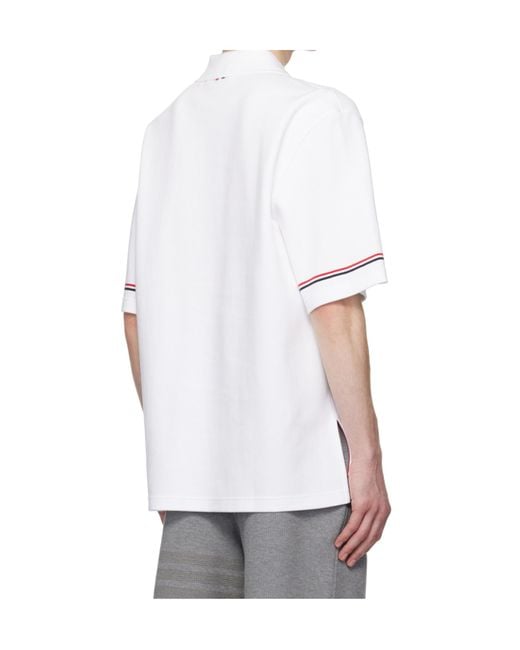 Thom Browne White Rwb-Striped Short Sleeved Polo Shirt for men