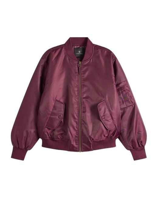 Anine Bing Purple Leon Zip-Up Bomber Jacket
