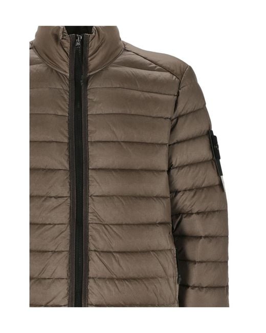 Stone Island Brown Zip Up High Neck Padded Jacket for men
