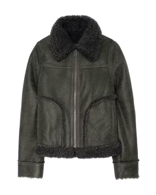 Zadig & Voltaire Black Kade Shearling-Trim Leather Jacket