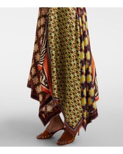 ALÉMAIS Brown Wilson Asymmetric Silk Twill Midi Dress