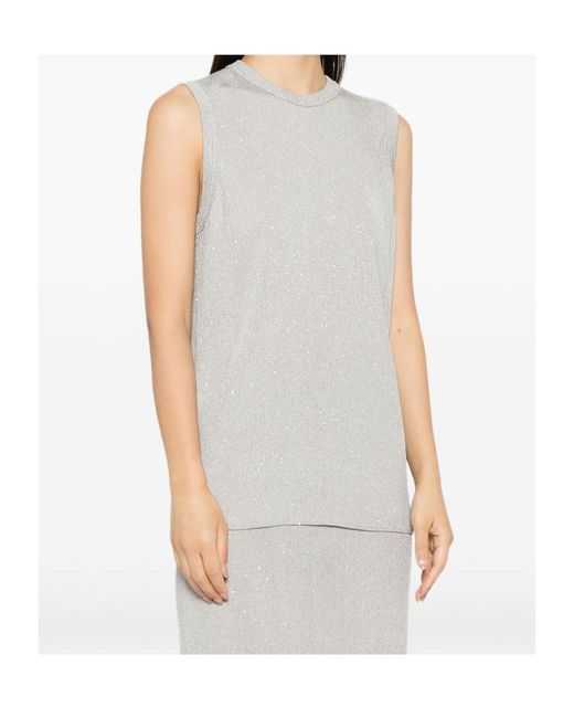 Tom Ford White Sequin-Embellished Ribbed Tank Top