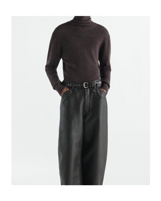 Lemaire Black Mouline Turtleneck Knitted Sweater for men