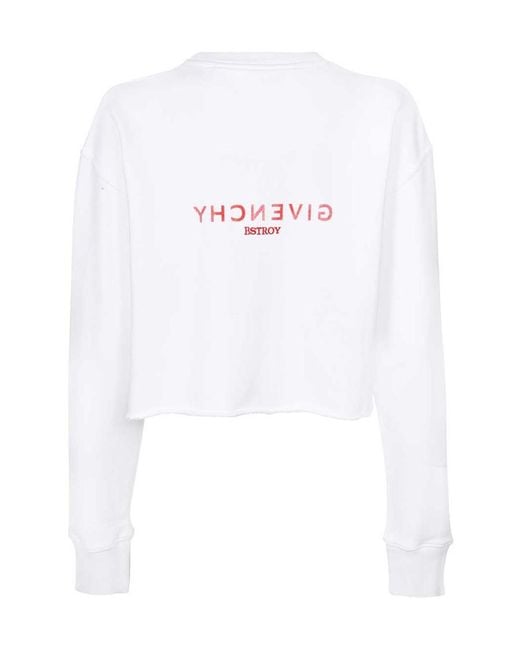Givenchy White Logo Printed Cropped Sweatshirt
