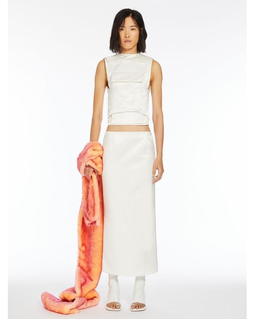 Sportmax White Zip Detailed High Waist Skirt