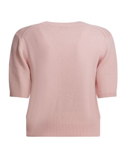 Burberry Pink Ekd Intarsia-Knit Short Sleeved Jumper
