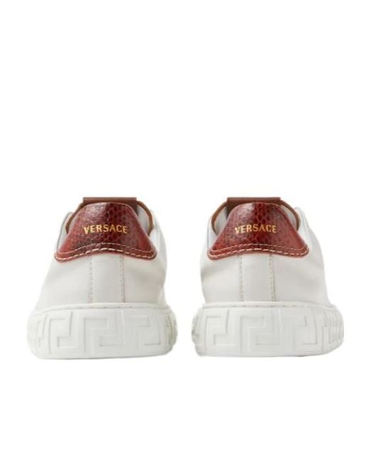 Versace White Greca Lace-Up Sneakers