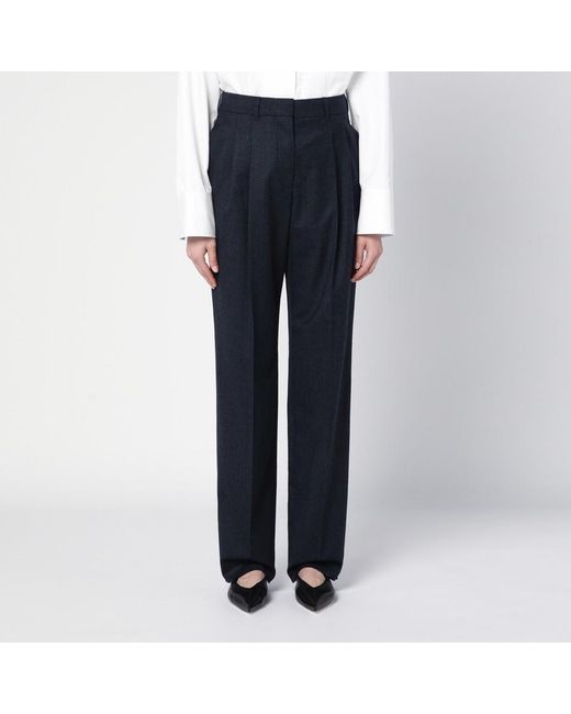 Stella McCartney Blue Mid-Rise Pleat Detailed Trousers