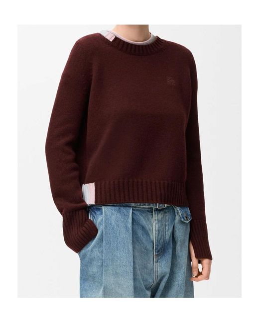 Loewe Purple Anagram Embroidered Knitted Pullover