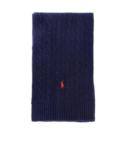 Polo Ralph Lauren Blue Pony Pattern Knitted Scarf