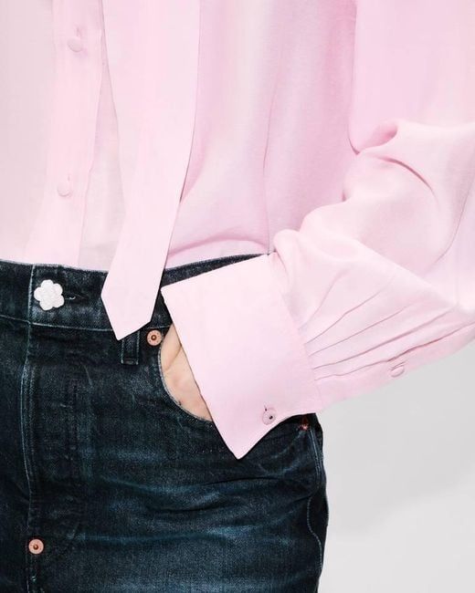 KENZO Pink Long Sleeved Tied-Neck Shirt