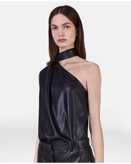 Stella McCartney Black Scarf One-Shoulder Sleeveless Top