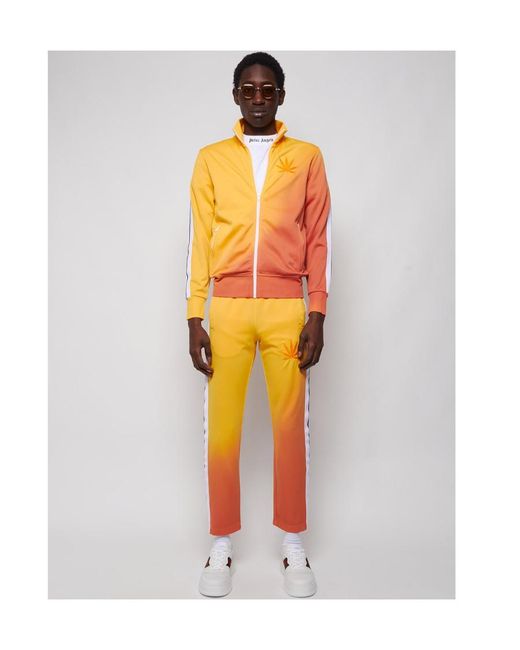 Palm Angels Orange Leaf Embroidered Degrade Track Jacket for men
