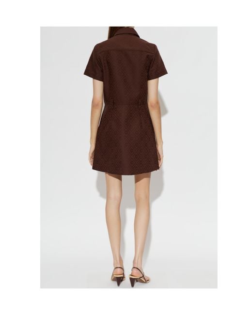 Casablanca Brown Monogram Jacquard Zip-Front Shirt Dress