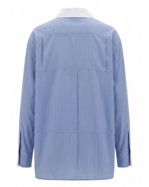 Bottega Veneta Blue Collared Long-Sleeved Shirt