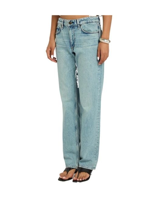 Rag & Bone Blue Straight-Leg Jeans