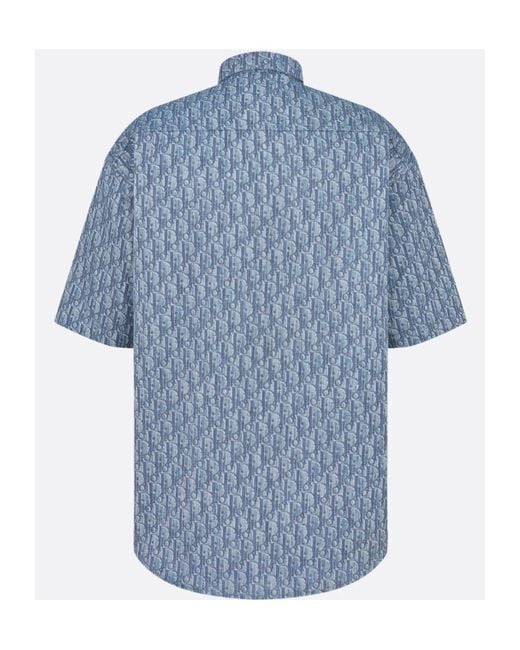 Dior Blue Oblique Short-Sleeved Shirt for men