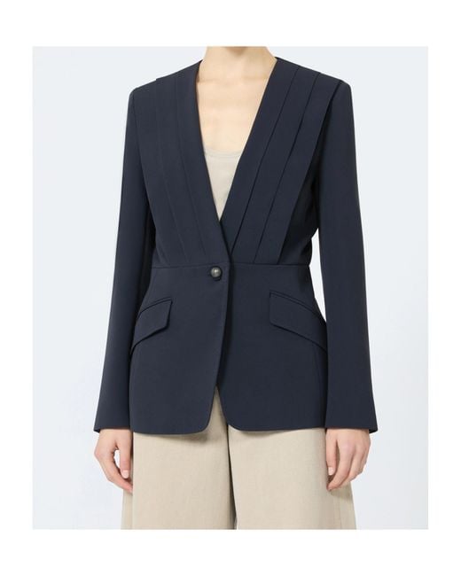 Max Mara Blue Long-Sleeved Suit Jacket