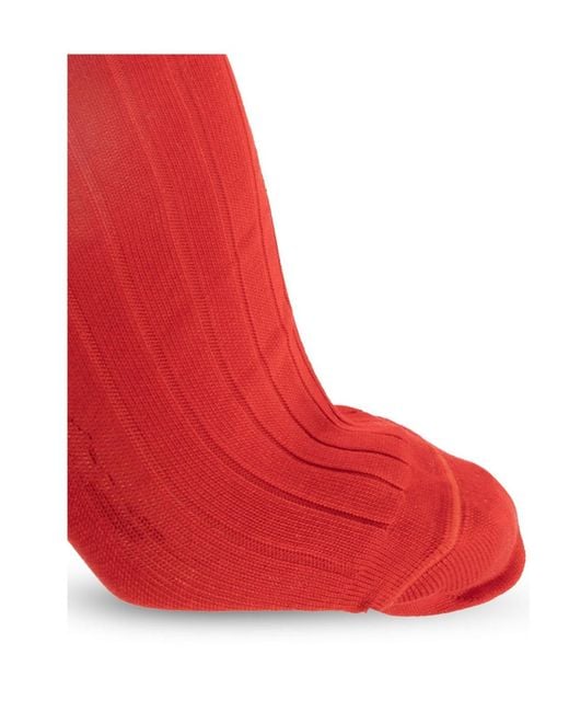 Versace Red Ribbed Logo Socks for men