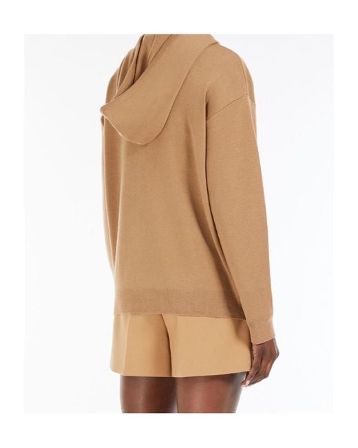 Max Mara Natural Drawstring Long-Sleeved Hoodie