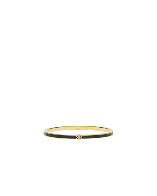 Tory Burch White Thin Kira Logo Plaque Bracelet