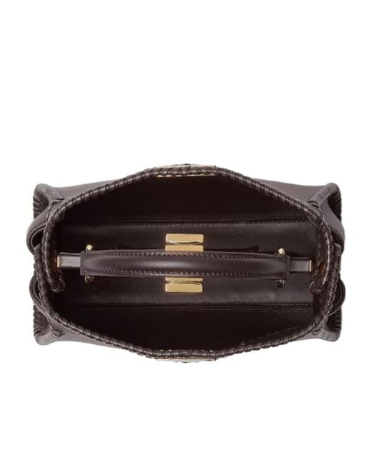 Fendi Black Small Peekaboo Braided Tote Bag