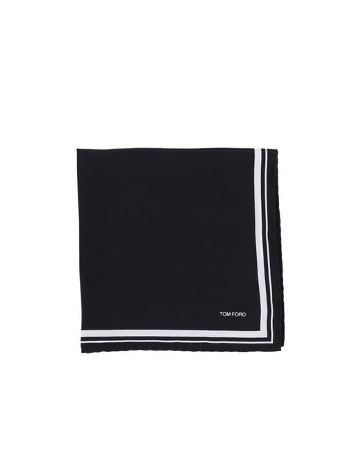 Tom Ford Black Frame Pocket Square Scarf for men