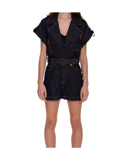 Zimmermann Black Crush Denim Playsuit