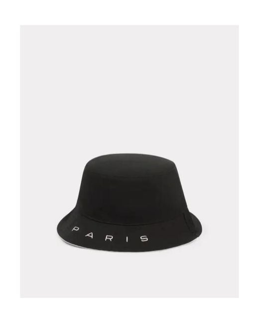 KENZO Black Logo Patch Reversible Bucket Hat for men