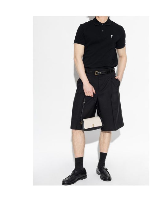 AMI Black High Waist Wide Bermuda Shorts for men