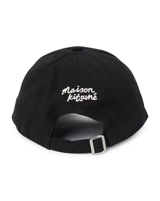 Maison Kitsuné Black Embroidered-Logo Patch Cap for men