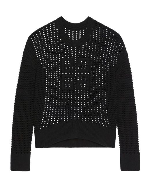 Givenchy Black 4G Crochet-Knit Oversized Jumper