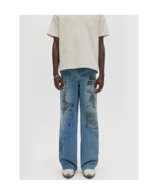 DOMREBEL Blue Belt-Loop Jeans for men