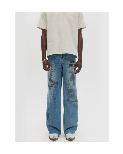 DOMREBEL Blue Belt-Loop Jeans for men