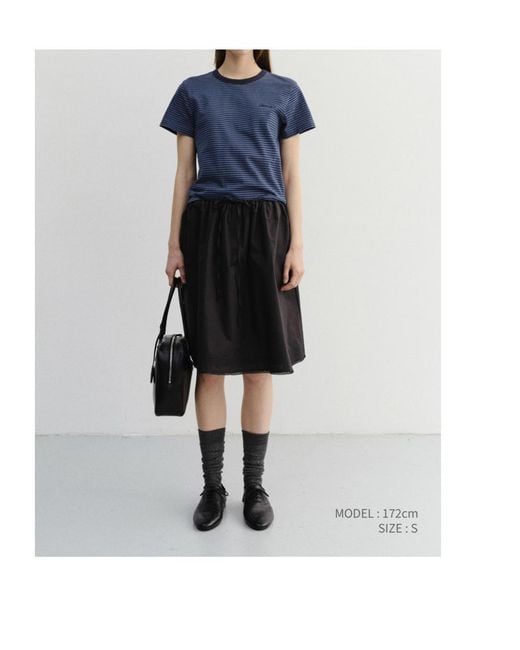 DUNST Black Lace-Trimmed Drawstring Midi Skirt