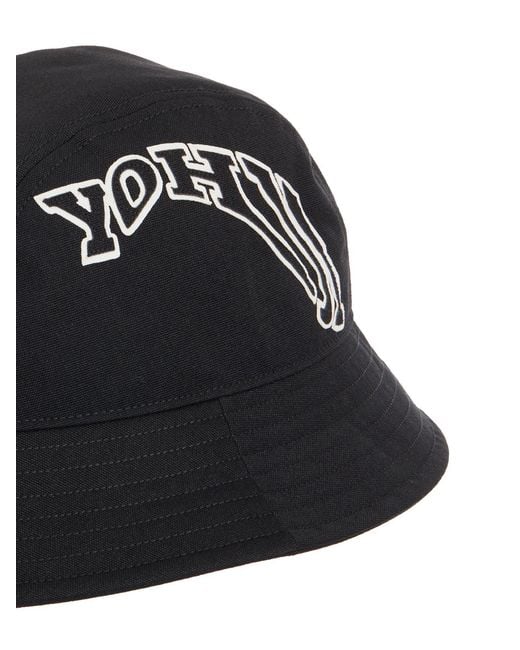 Y-3 Black Logo Embroidered Bucket Hat for men