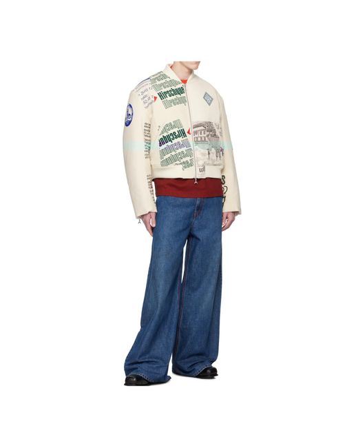 MARINE SERRE White Regenerated Printed Bomber Jacket for men