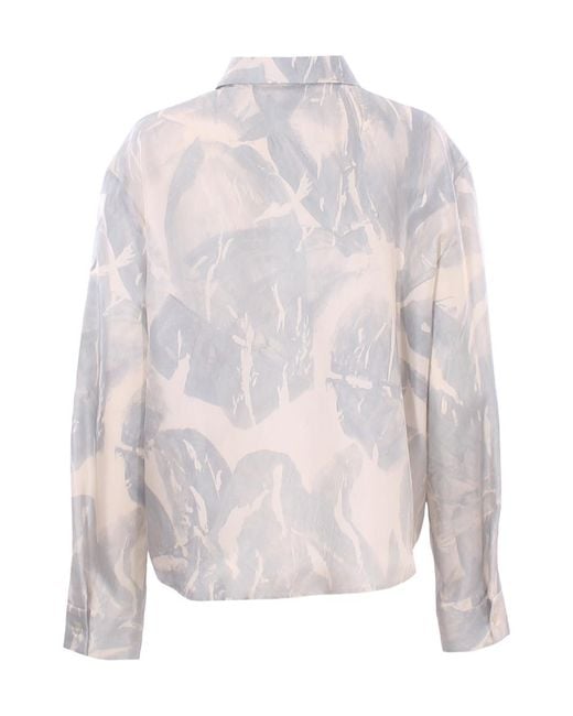 Alysi White Brushed Print Regular Top