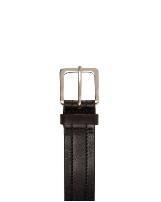 Orciani White Leather Belt With Raised Seams for men