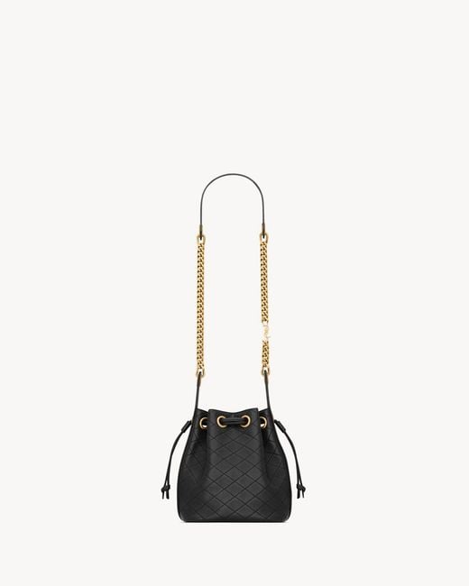 Saint Laurent Black Cassandre Logo Plaque Bucket Bag