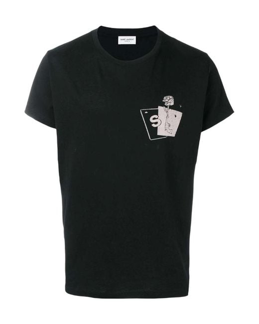 Saint Laurent Black 'Gun Rose' T-Shirt for men