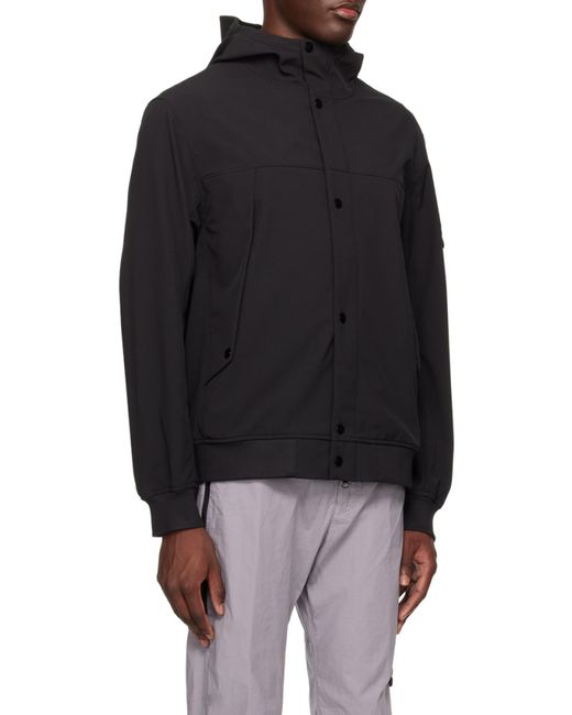 Stone Island Black Button-Up Hooded Jacket for men