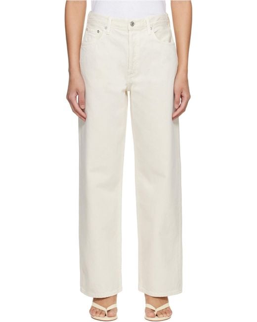Agolde White Low Slung Baggy Organic Boyfriend Jeans