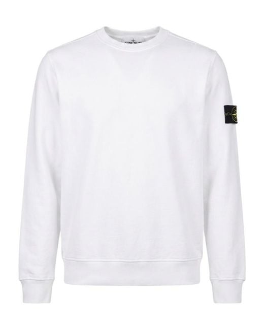 Stone Island White Long-Sleeve Sweatshirt for men