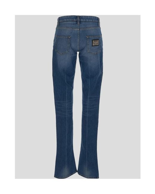Dolce & Gabbana Blue Logo Plaque Flared Jeans