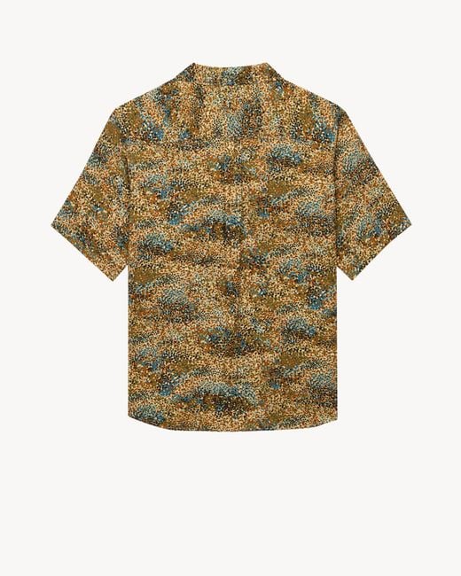 Saint Laurent Green Confetti Print Short-Sleeve Shirt for men