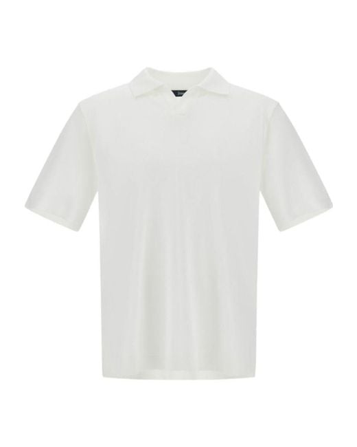 Herno White Ribbed Piqué Polo Shirt for men